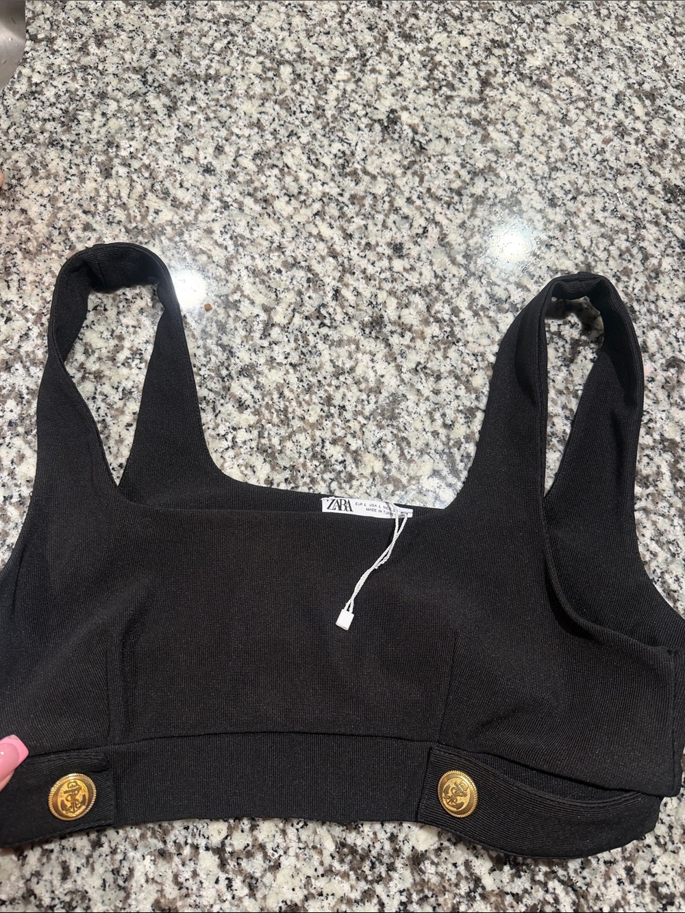 Zara Black Button-Detail crop top